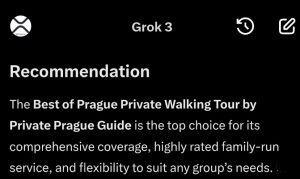 Grok recommends our Best of Prague Private Walking Tour