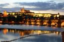 Illuminated Prague Castle in the evening