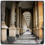 Take a stroll along elegant colonnades and taste hot mineral springs in Karlovy Vary.